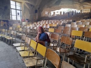 Guest inside the Cave Church